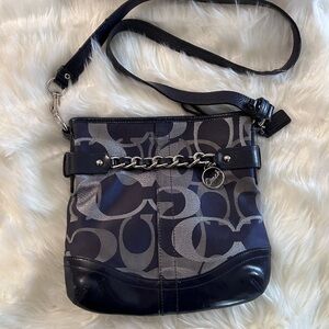 Coach Signature Navy and Gray Crossbody Bag